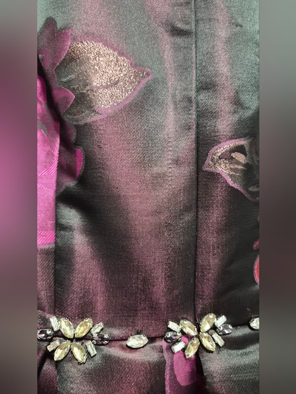 Eliza J Black Embellished Metallic Jacquard Floral Fit-and-Flare Dress Size 6 - Picture 4 of 14